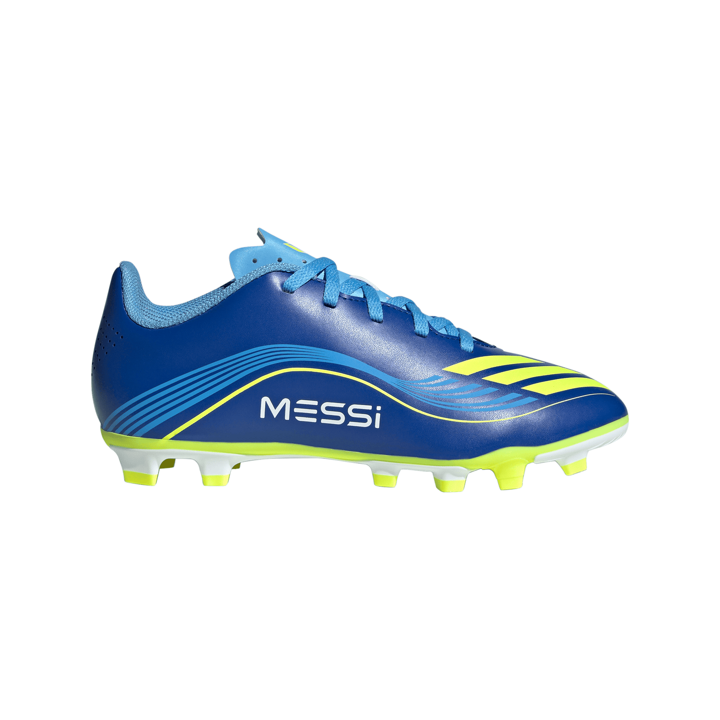 adidas F50 Club MESSI FG Firm Ground Soccer Cleats Team Royal Blue/ Solar Yellow/ Semi blue burst