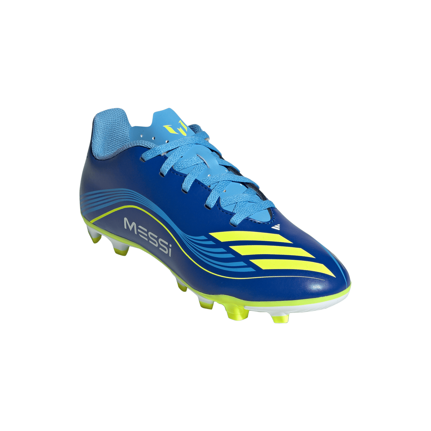 adidas F50 Club MESSI FG Firm Ground Soccer Cleats Team Royal Blue/ Solar Yellow/ Semi blue burst