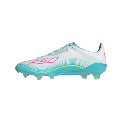 adidas F50 Elite Messi FG Firm Ground Soccer Cleats - White/ FTWhite/ Lucid Pink/ Flash Aqua