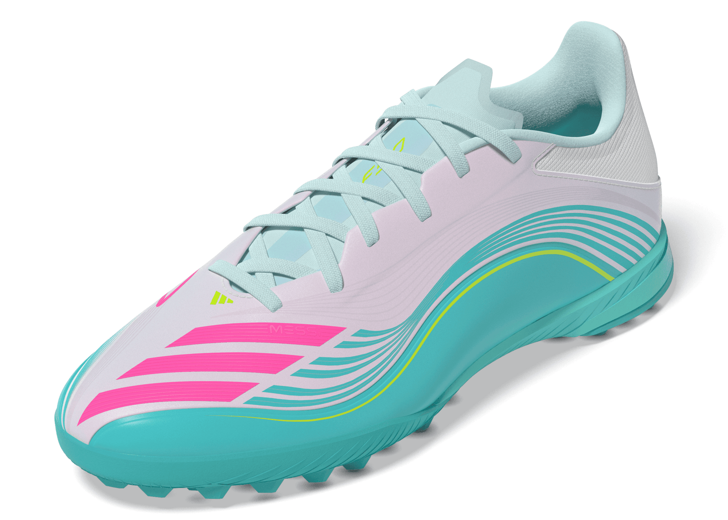 adidas F50 League TF Turf Shoes MESSI - FTWhite/ Lucid Pink/ Flash Aqua