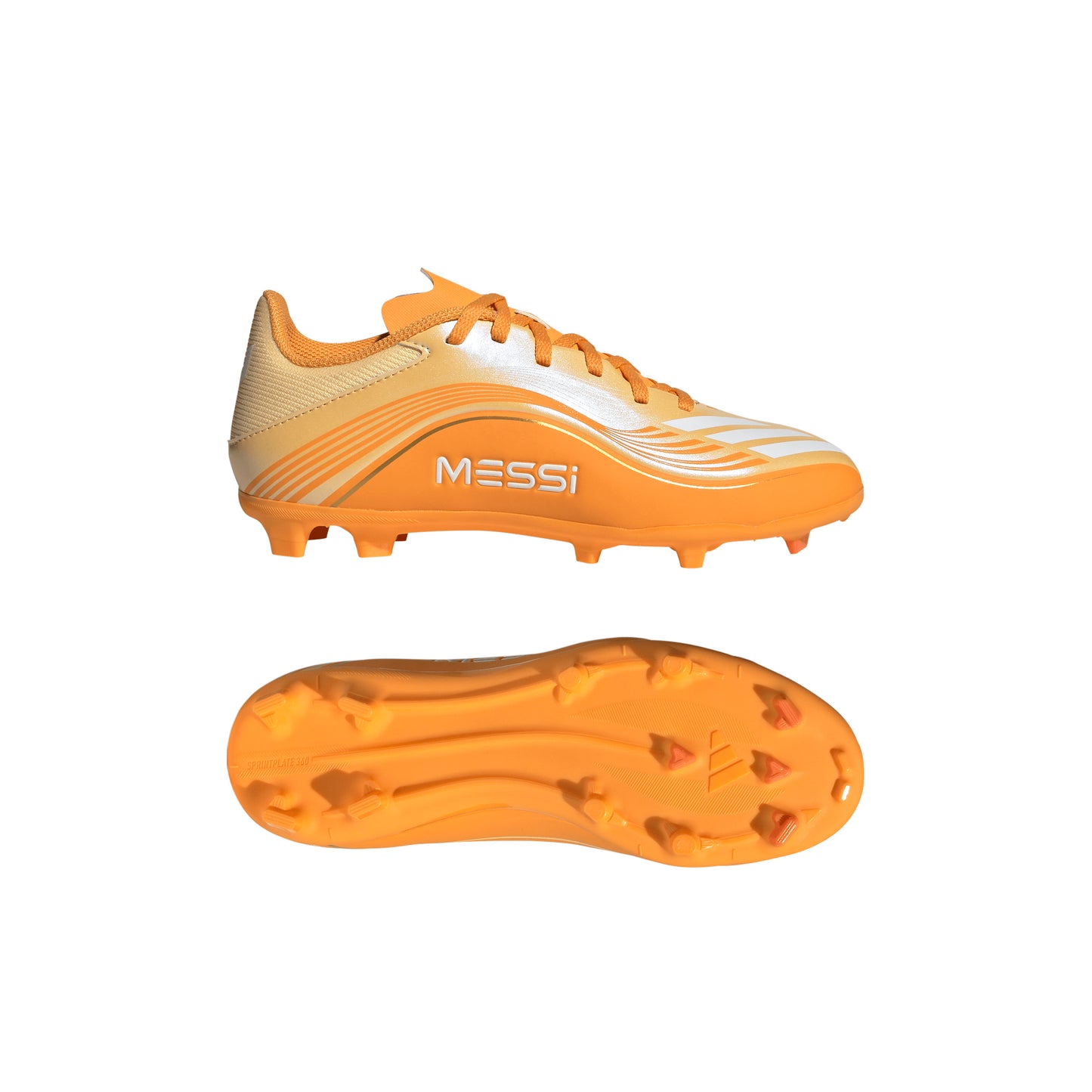 adidas Junior F50 League MESSI FG Firm Ground Soccer Cleats  - Ice Tangerine/ Gold Met/ 	Pure Tangerine
