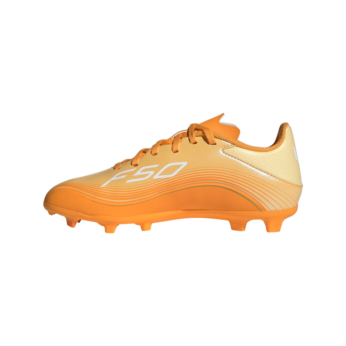 adidas Junior F50 League MESSI FG Firm Ground Soccer Cleats  - Ice Tangerine/ Gold Met/ 	Pure Tangerine