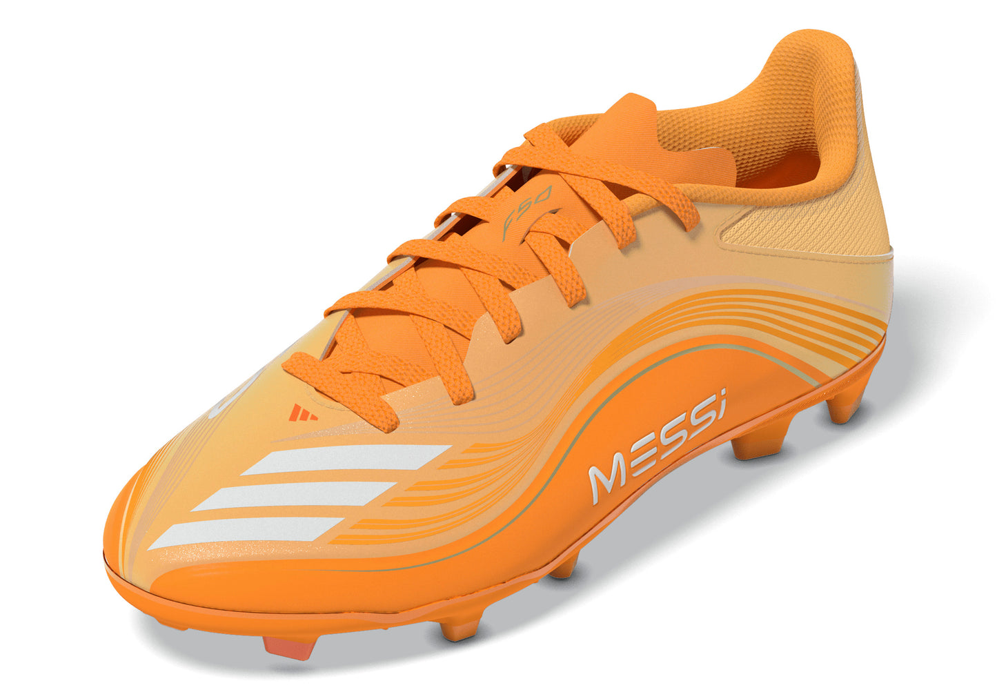 adidas Junior F50 League MESSI FG Firm Ground Soccer Cleats  - Ice Tangerine/ Gold Met/ 	Pure Tangerine