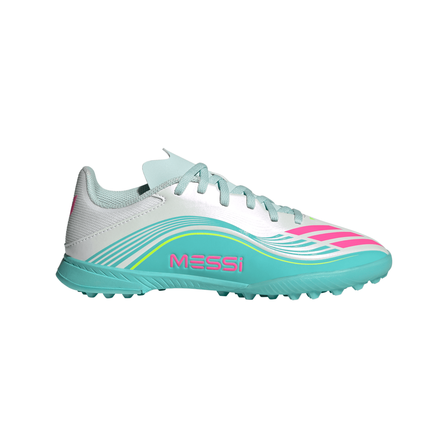 adidas F50 League MESSI TF Turf Junior - FTWhite/ Lucid Pink/ Flash Aqua