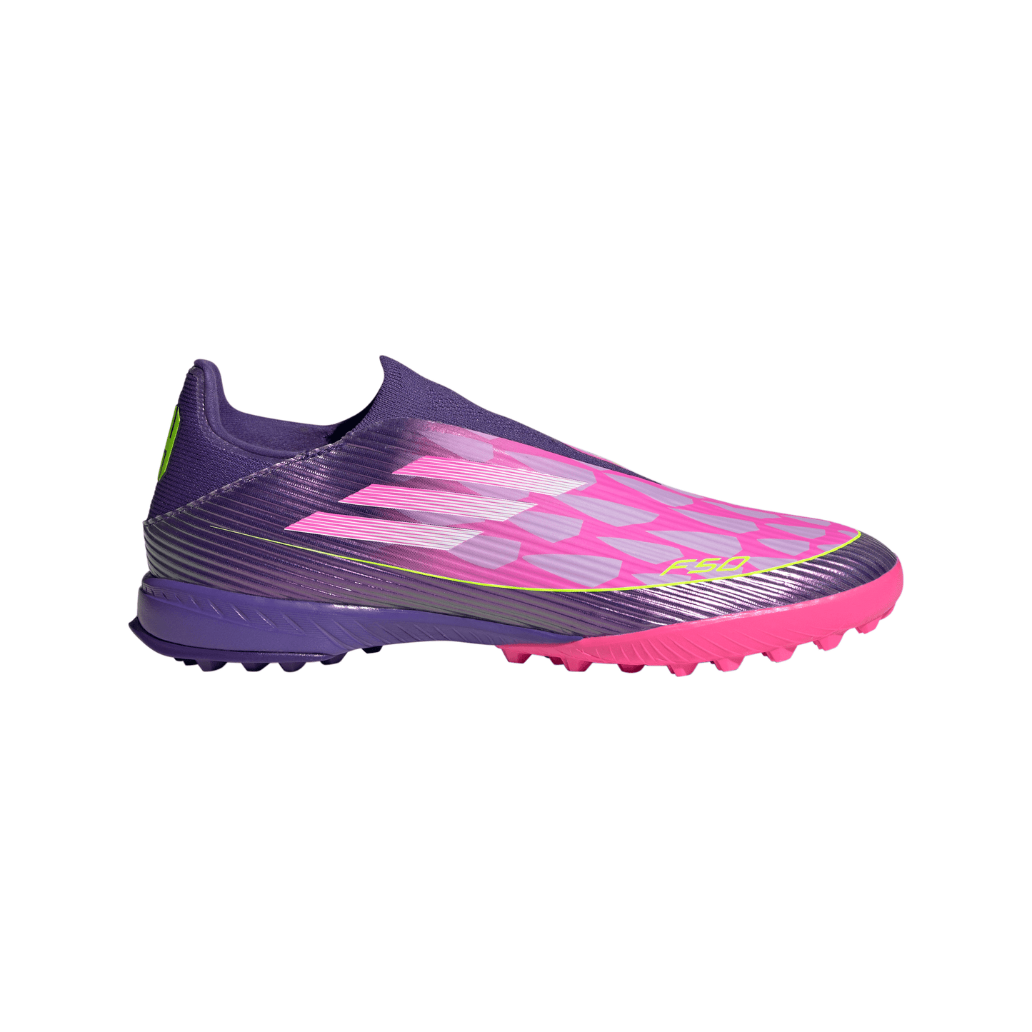 adidas F50 League LL LY Lamine Yamal TF Turf Soccer Shoes - Purple / Unity purple/ FTwr white/ Lucid Lemon
