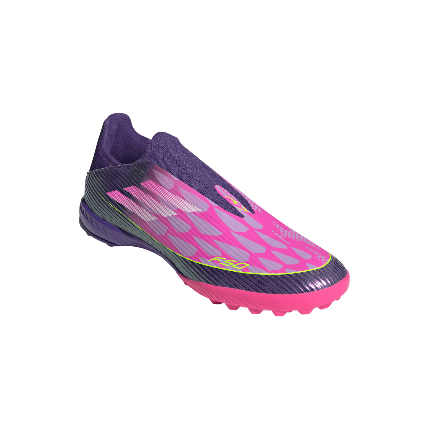 adidas F50 League LL LY Lamine Yamal TF Turf Soccer Shoes - Purple / Unity purple/ FTwr white/ Lucid Lemon
