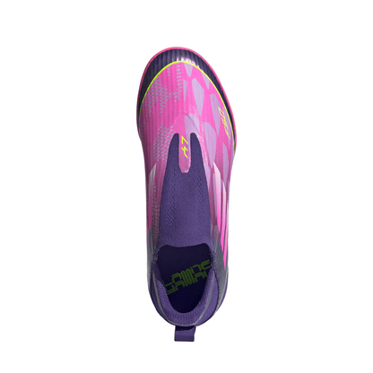 adidas Junior F50 League LY Lamine Yamal TF Turf Soccer Shoes - Purple / Unity purple/ FTwr white/ Lucid Lemon