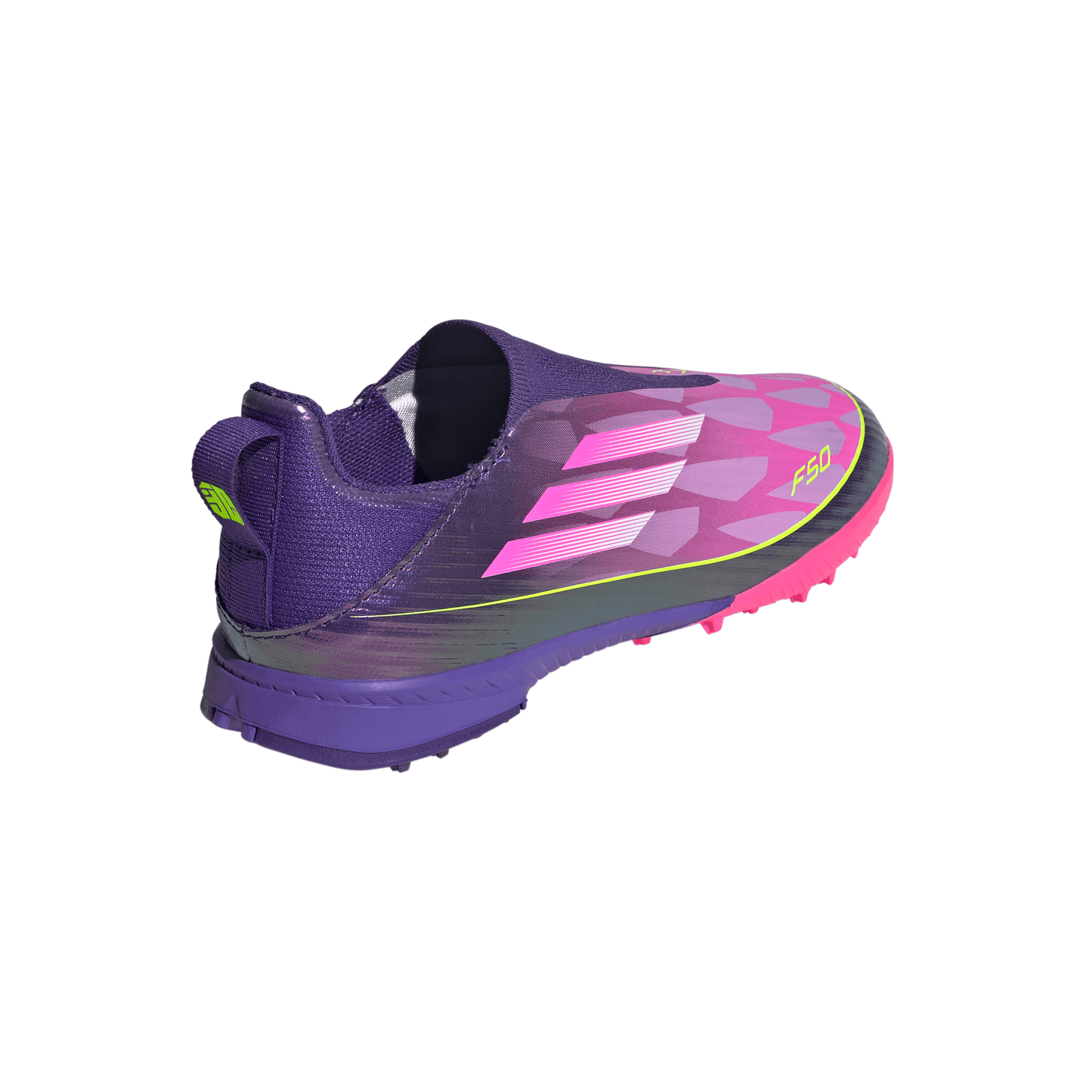 adidas Junior F50 League LY Lamine Yamal TF Turf Soccer Shoes - Purple / Unity purple/ FTwr white/ Lucid Lemon