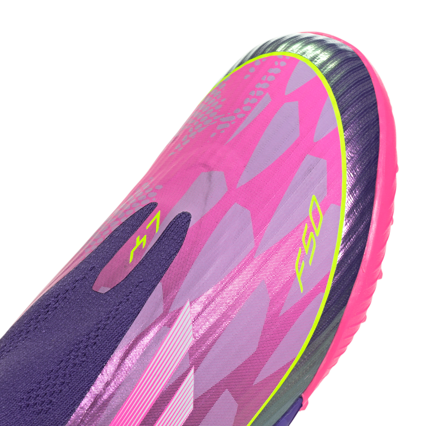 adidas Junior F50 League LY Lamine Yamal TF Turf Soccer Shoes - Purple / Unity purple/ FTwr white/ Lucid Lemon