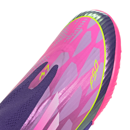 adidas Junior F50 League LY Lamine Yamal TF Turf Soccer Shoes - Purple / Unity purple/ FTwr white/ Lucid Lemon