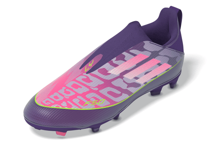 adidas Junior F50 League LY Lamine Yamal FG Firm Ground Soccer Cleats - Purple / Unity purple/ FTwr white/ Lucid Lemon