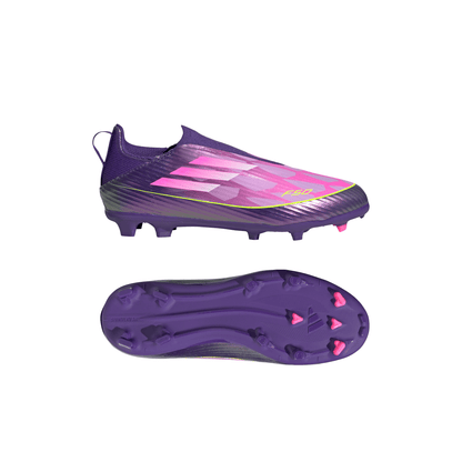 adidas Junior F50 League LY Lamine Yamal FG Firm Ground Soccer Cleats - Purple / Unity purple/ FTwr white/ Lucid Lemon