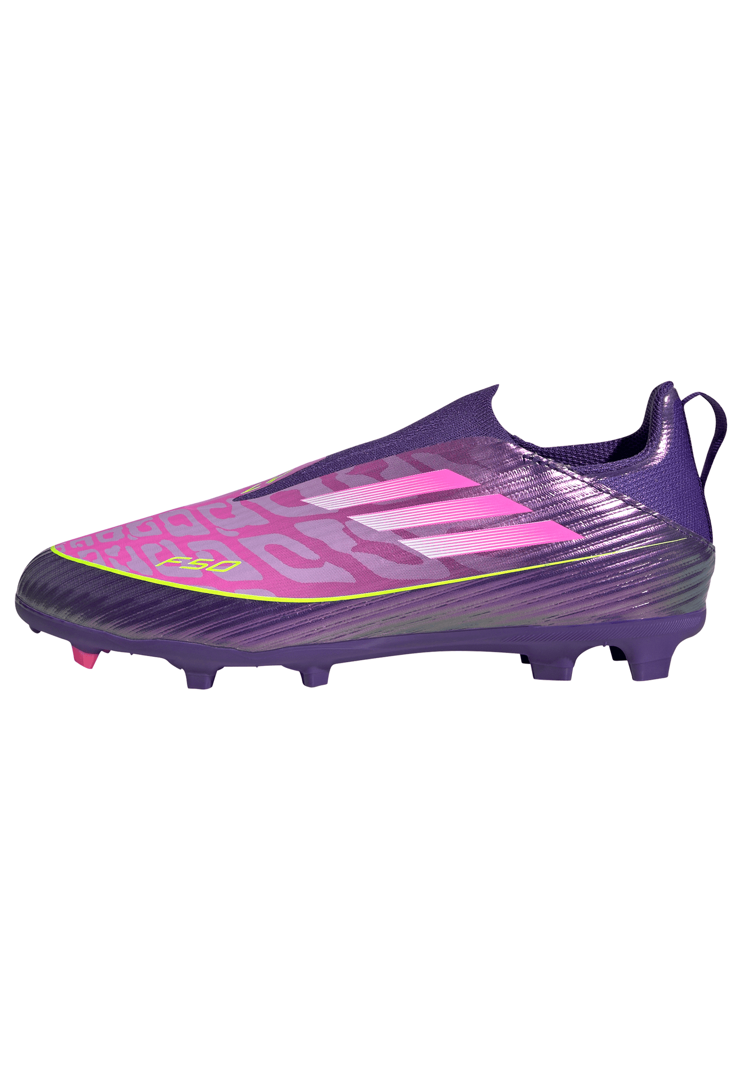 adidas Junior F50 League LY Lamine Yamal FG Firm Ground Soccer Cleats - Purple / Unity purple/ FTwr white/ Lucid Lemon
