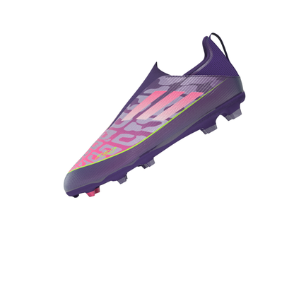 adidas Junior F50 League LY Lamine Yamal FG Firm Ground Soccer Cleats - Purple / Unity purple/ FTwr white/ Lucid Lemon