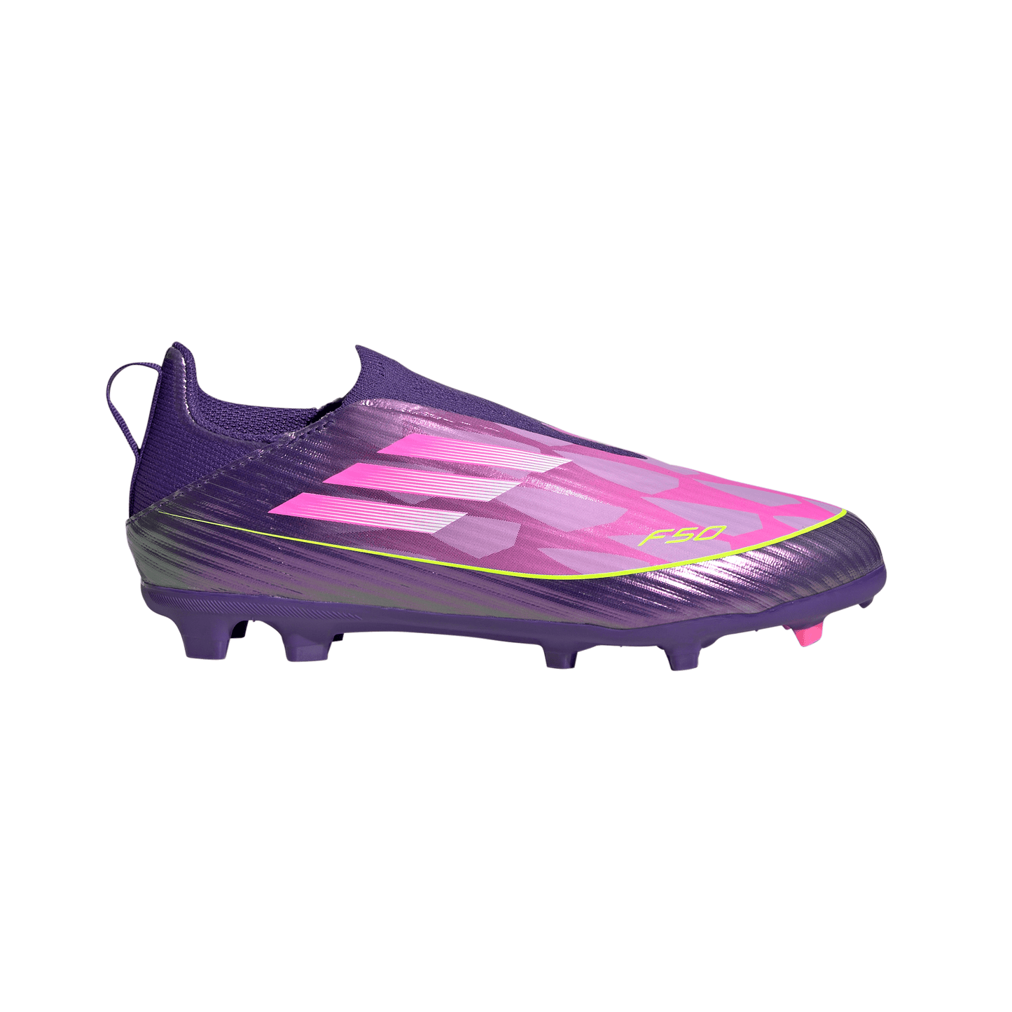 adidas Junior F50 League LY Lamine Yamal FG Firm Ground Soccer Cleats - Purple / Unity purple/ FTwr white/ Lucid Lemon