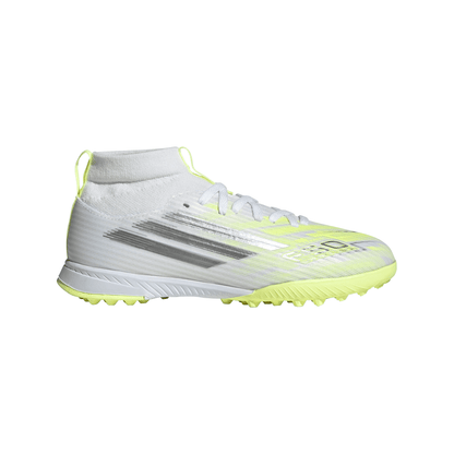 adidas F50 Sparkfusion League TF Kids Turf Soccer Cleat -Cloud White / Iron Metallic / Hi-Res Yellow