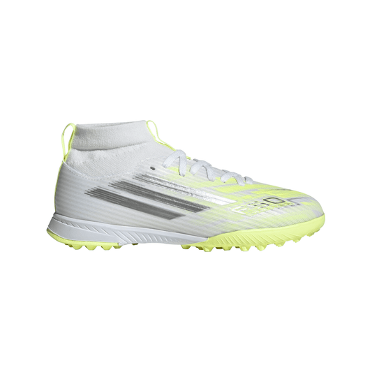 adidas F50 Sparkfusion League TF Kids Turf Soccer Cleat -Cloud White / Iron Metallic / Hi-Res Yellow