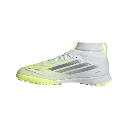adidas F50 Sparkfusion League TF Kids Turf Soccer Cleat -Cloud White / Iron Metallic / Hi-Res Yellow