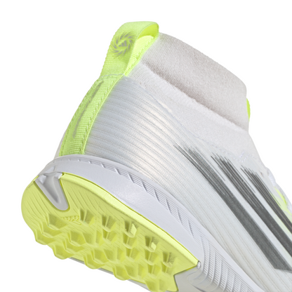 adidas F50 Sparkfusion League TF Kids Turf Soccer Cleat -Cloud White / Iron Metallic / Hi-Res Yellow