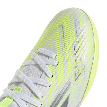 adidas F50 Sparkfusion League TF Kids Turf Soccer Cleat -Cloud White / Iron Metallic / Hi-Res Yellow