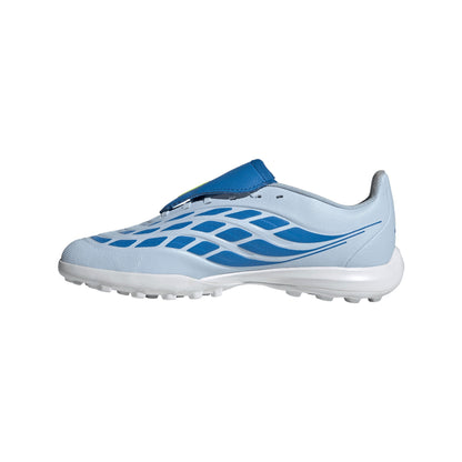 adidas Predator League Kids FoldTongue  FT TF Turf Soccer Cleat - Crystal Sky / Ray Blue / Team Solar Yellow 2