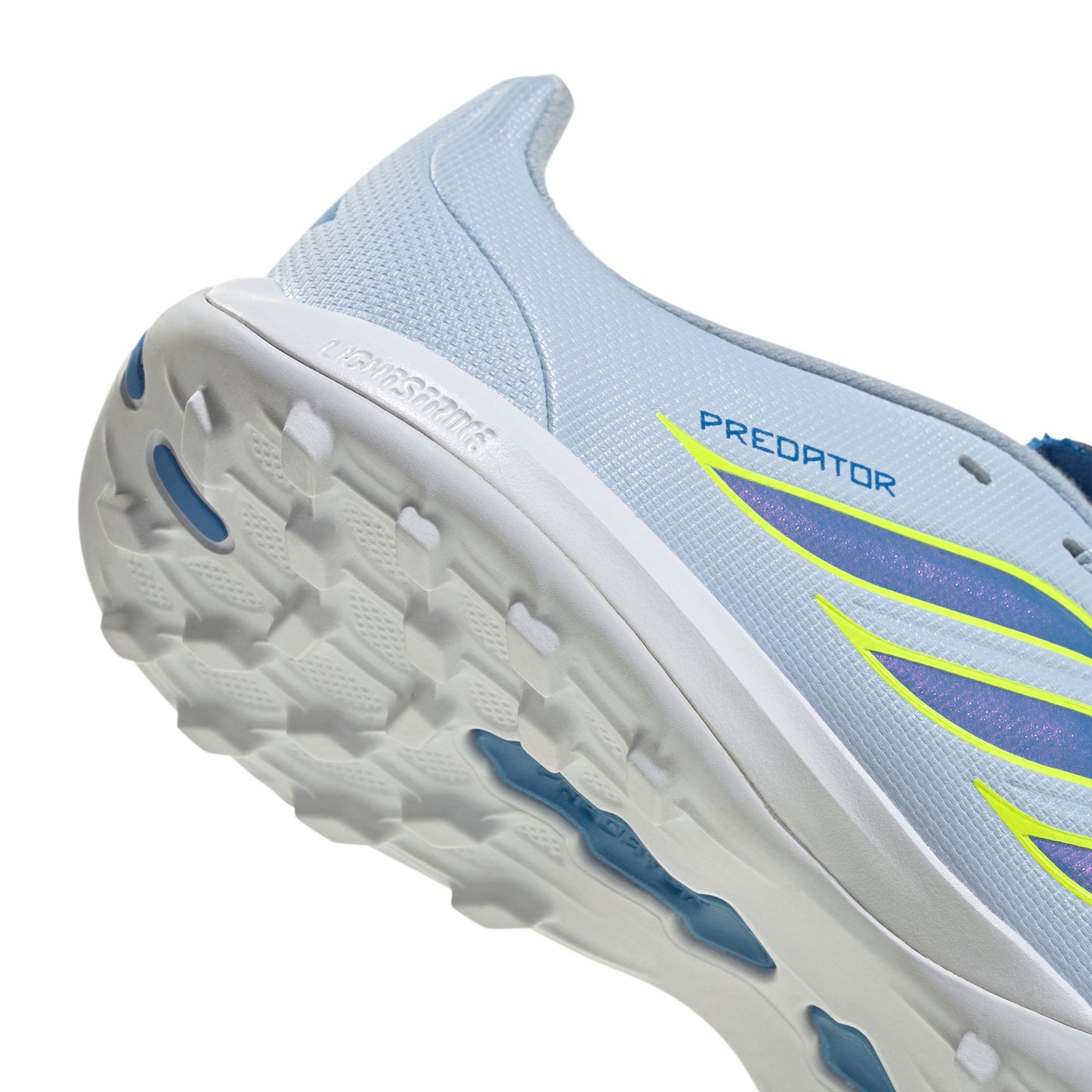 adidas Predator League Kids FoldTongue  FT TF Turf Soccer Cleat - Crystal Sky / Ray Blue / Team Solar Yellow 2