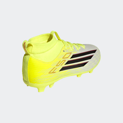 adidas Junior F50 Mid League FG/MG Firm Ground Soccer Cleat - Team Solar Yellow/Core Black/Lucid Red
