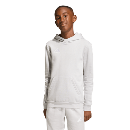 Kid's adidas Entrada 26 Hoodie - Grey/ Team Light/ White