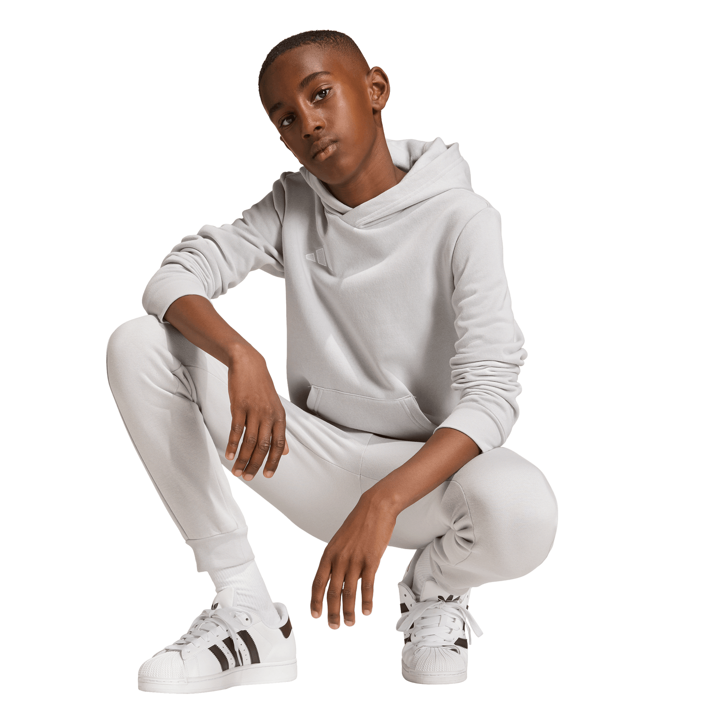 Kid's adidas Entrada 26 Hoodie - Grey/ Team Light/ White