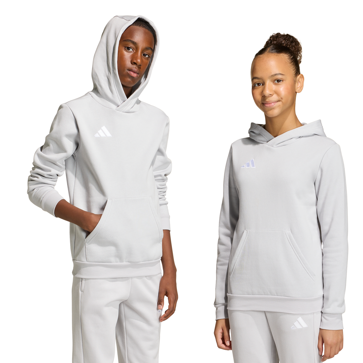 Kid's adidas Entrada 26 Hoodie - Grey/ Team Light/ White