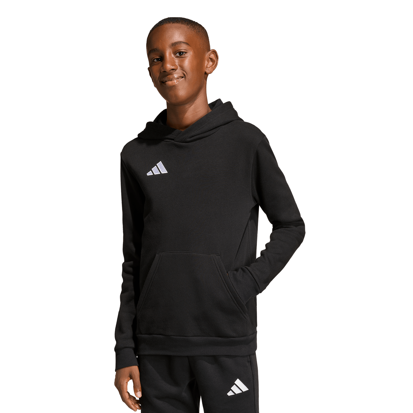 Kid's adidas Entrada 26 Hoodie - Black/ Black/ White