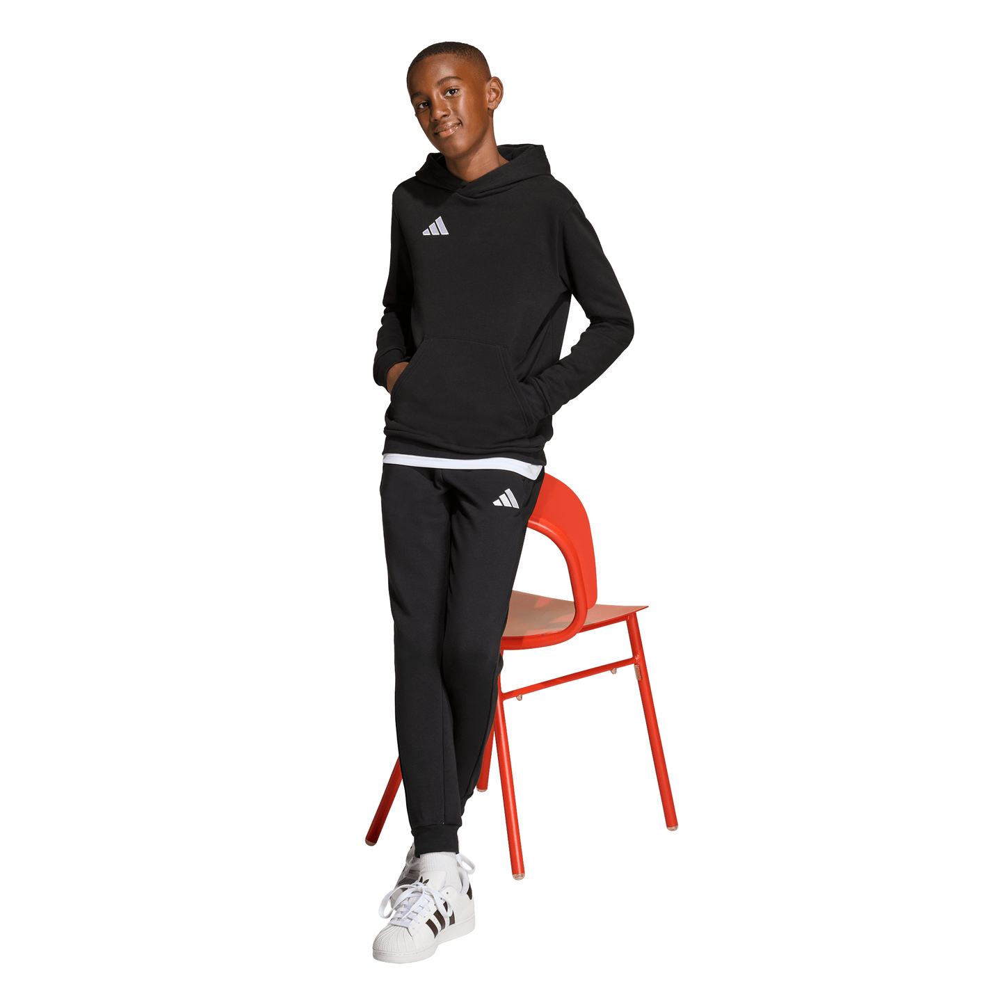 Kid's adidas Entrada 26 Hoodie - Black/ Black/ White