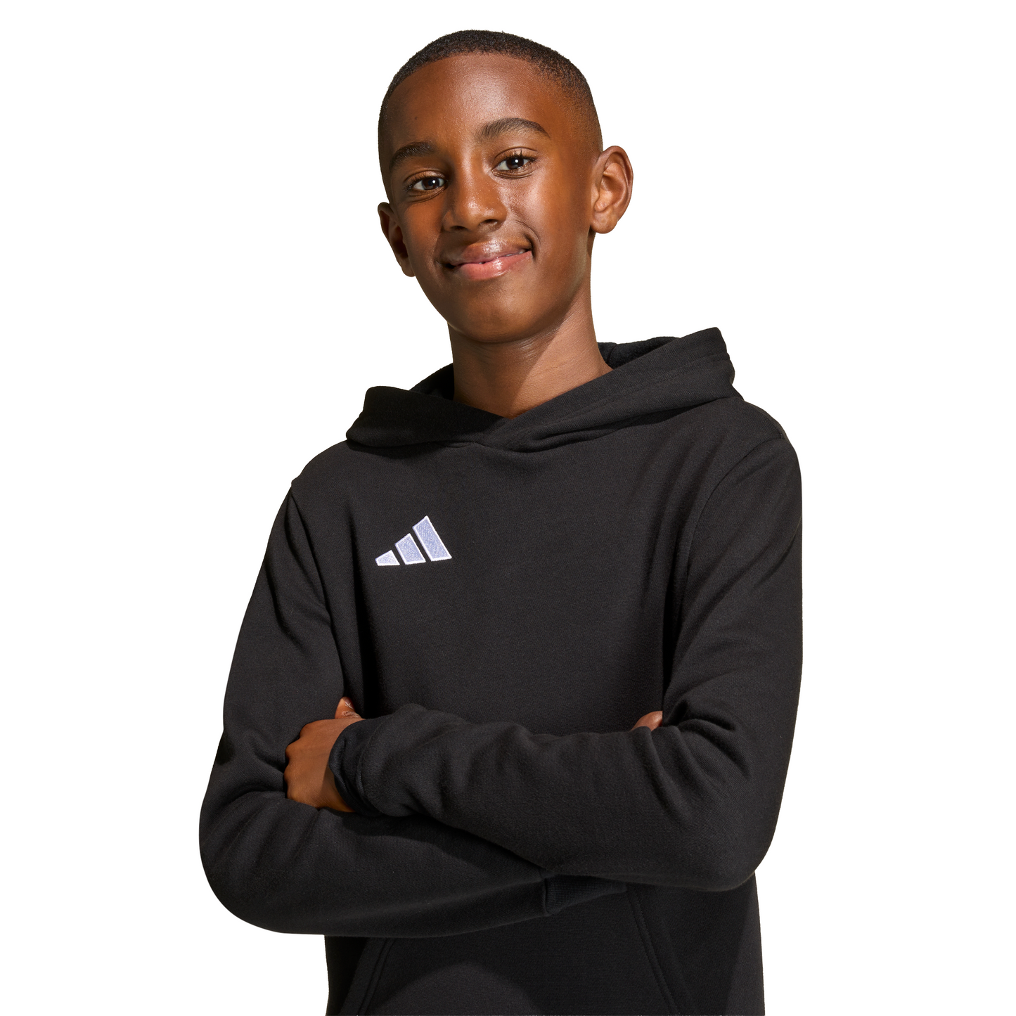 Kid's adidas Entrada 26 Hoodie - Black/ Black/ White