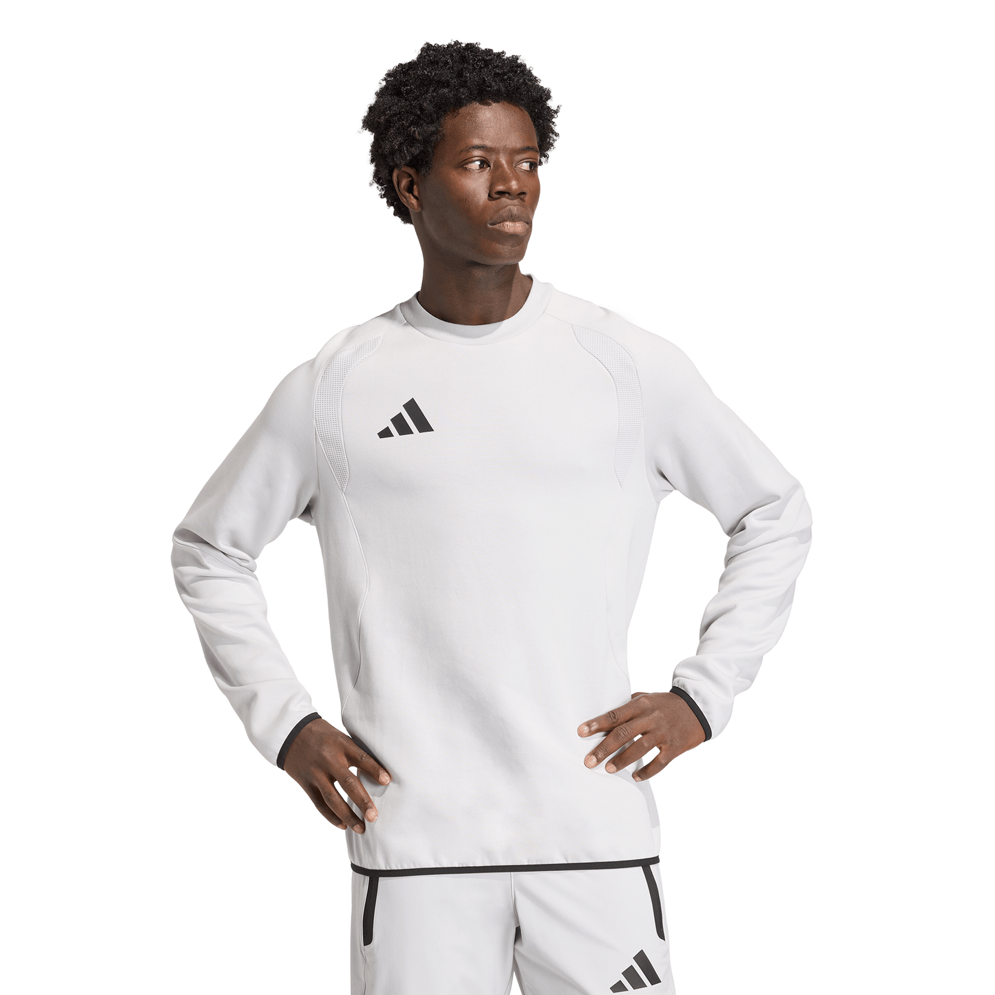 Men's adidas	Tiro Travel Crew Sweatshirt - Grey/ Team Light/ Black