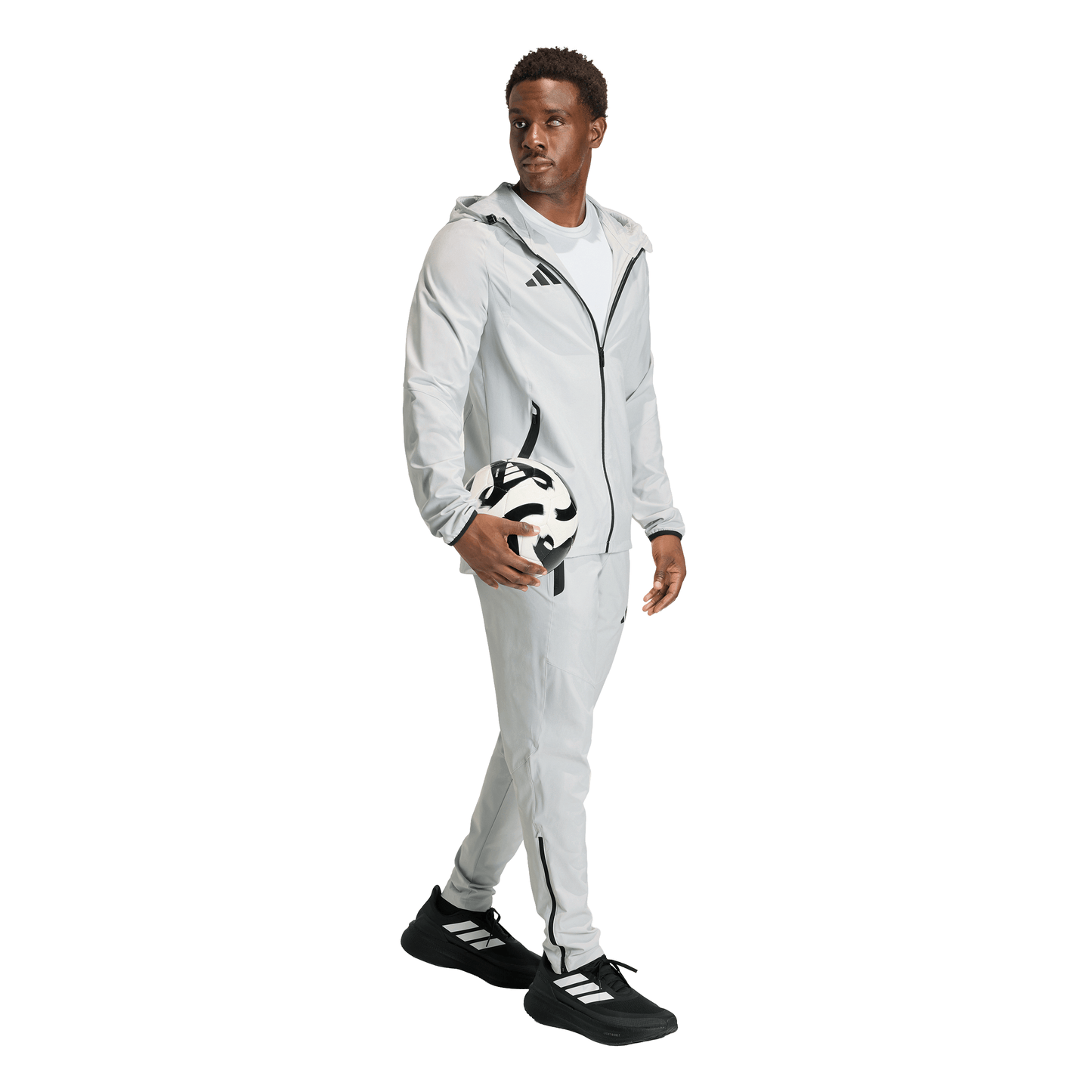 Men's adidas	Tiro Travel Windbreaker Jacket - Grey/ Team Light/ Black