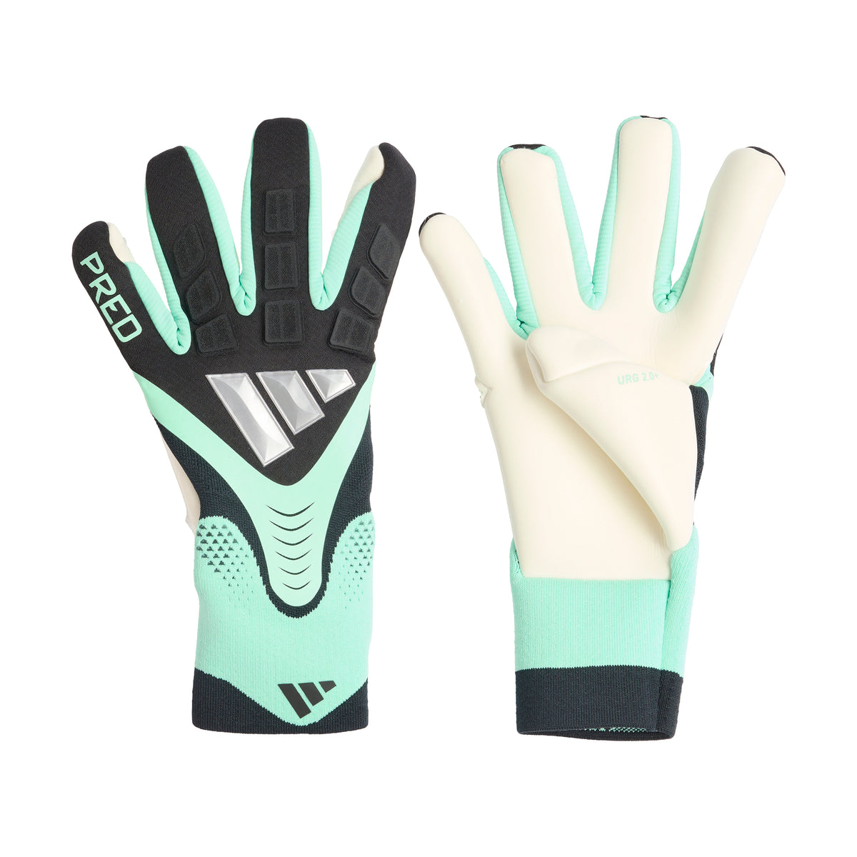adidas Predator Goal Keeper Pro Hybrid Gloves - Black/ Pulse Mint/ Silver Metallic
