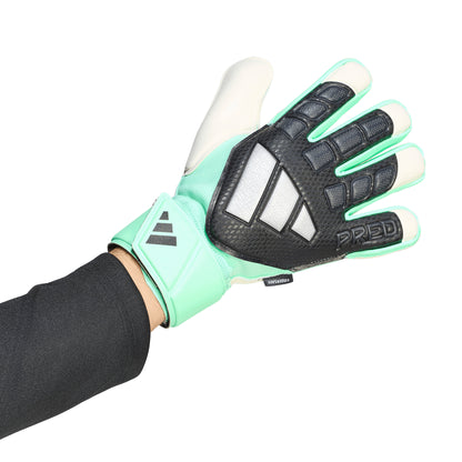 adidas Predator Match Fingersave Gloves - Black/ Pulse Mint/ Silver Metallic