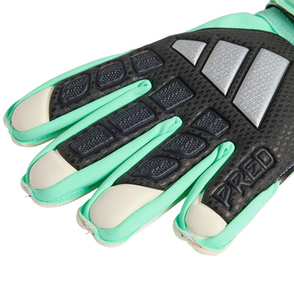 adidas Predator Match Fingersave Goalkeeper Gloves Kids - White/ Pulse Mint/ Silver Met