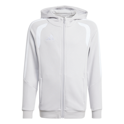 Kid's adidas Tiro 26 League Sweat Full Zip Hoodie- Grey/ Team Light/ Black