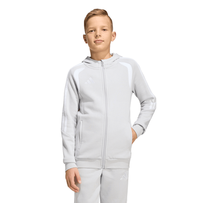 Kid's adidas Tiro 26 League Sweat Full Zip Hoodie- Grey/ Team Light/ Black