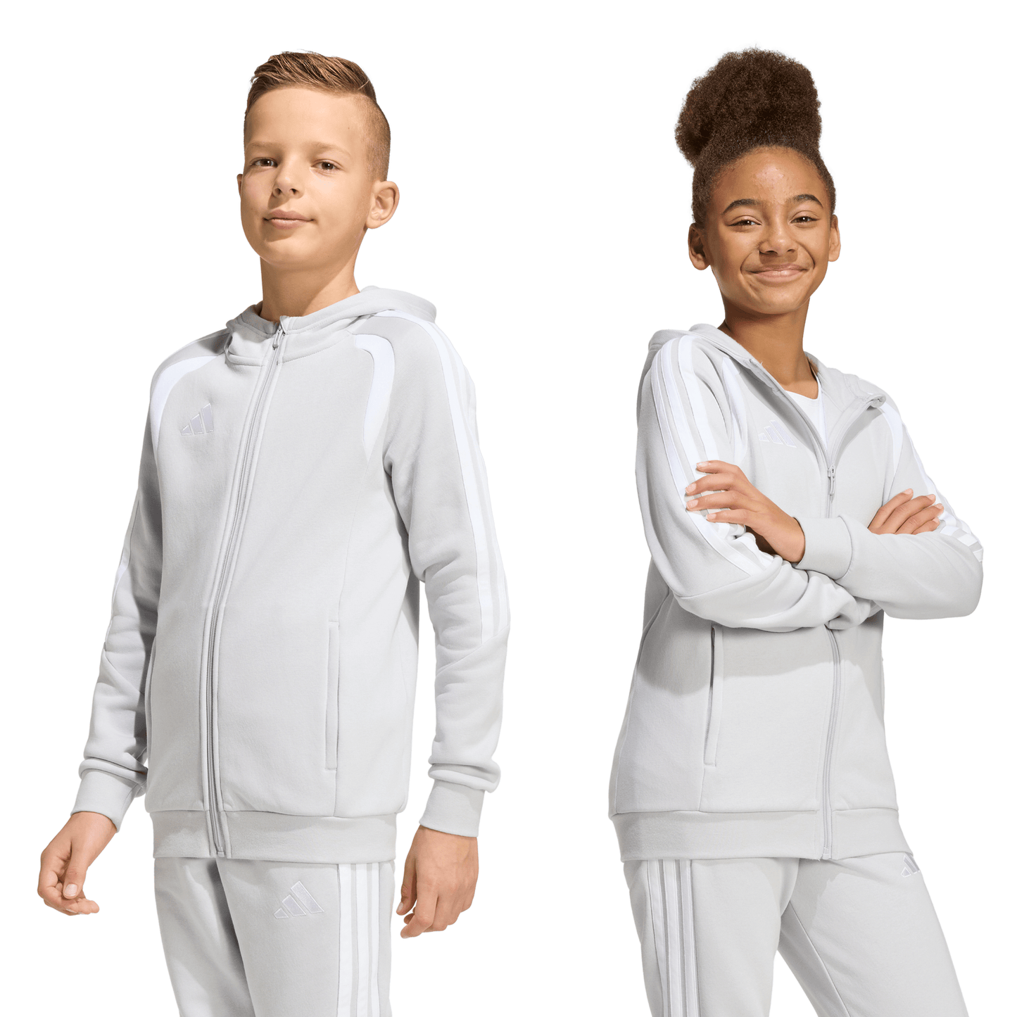 Kid's adidas Tiro 26 League Sweat Full Zip Hoodie- Grey/ Team Light/ Black