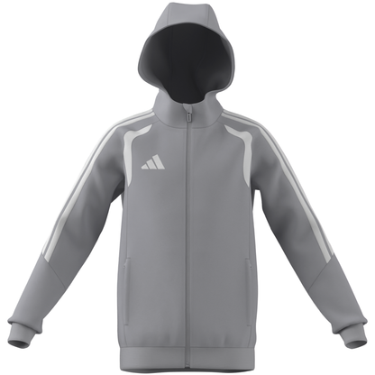 Kid's adidas Tiro 26 League Sweat Full Zip Hoodie- Grey/ Team Light/ Black