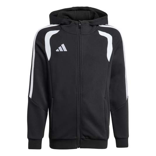 Kid's adidas Tiro26 League Sweat Full Zip Hoodie- Black/ Black/ White