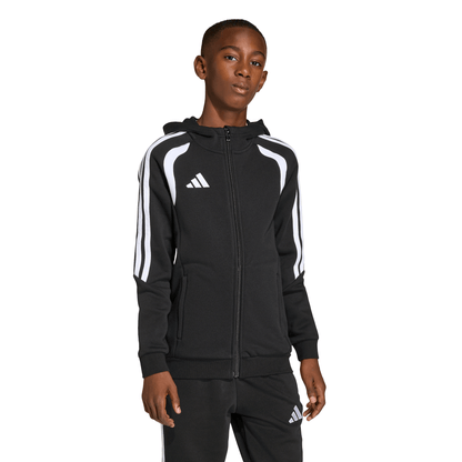 Kid's adidas Tiro26 League Sweat Full Zip Hoodie- Black/ Black/ White