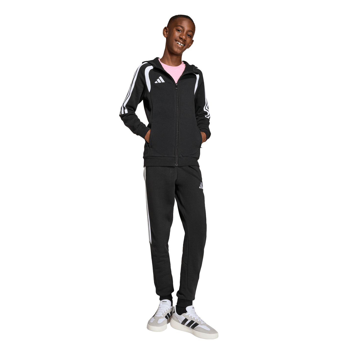 Kid's adidas Tiro26 League Sweat Full Zip Hoodie- Black/ Black/ White