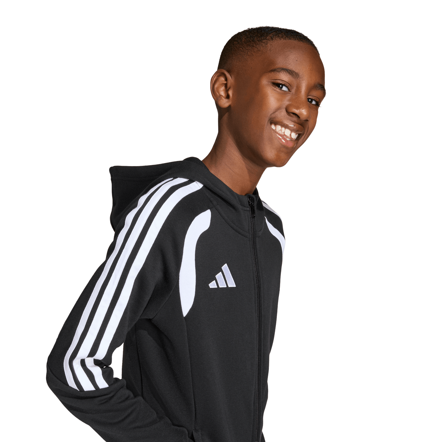 Kid's adidas Tiro26 League Sweat Full Zip Hoodie- Black/ Black/ White