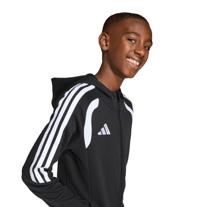 Kid's adidas Tiro26 League Sweat Full Zip Hoodie- Black/ Black/ White