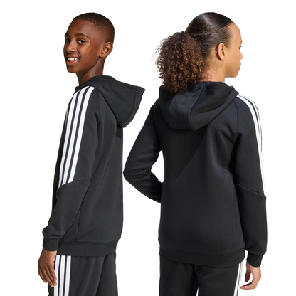 Kid's adidas Tiro26 League Sweat Full Zip Hoodie- Black/ Black/ White