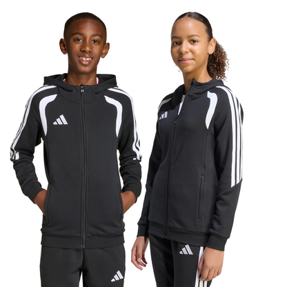 Kid's adidas Tiro26 League Sweat Full Zip Hoodie- Black/ Black/ White