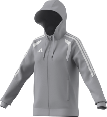 Women's adidas Tiro 26 League Sweat Full Zip Hoodie- Grey/ Team Light/ White